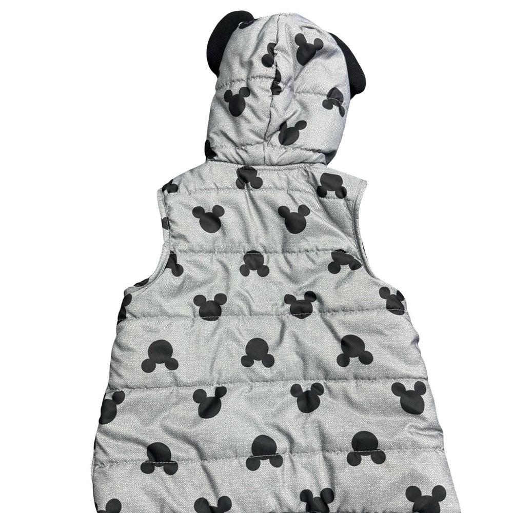 Disney Mickey Mouse Puffer Vest Toddler 2T Gray Black Kids Outerwear - Picture 4 of 7